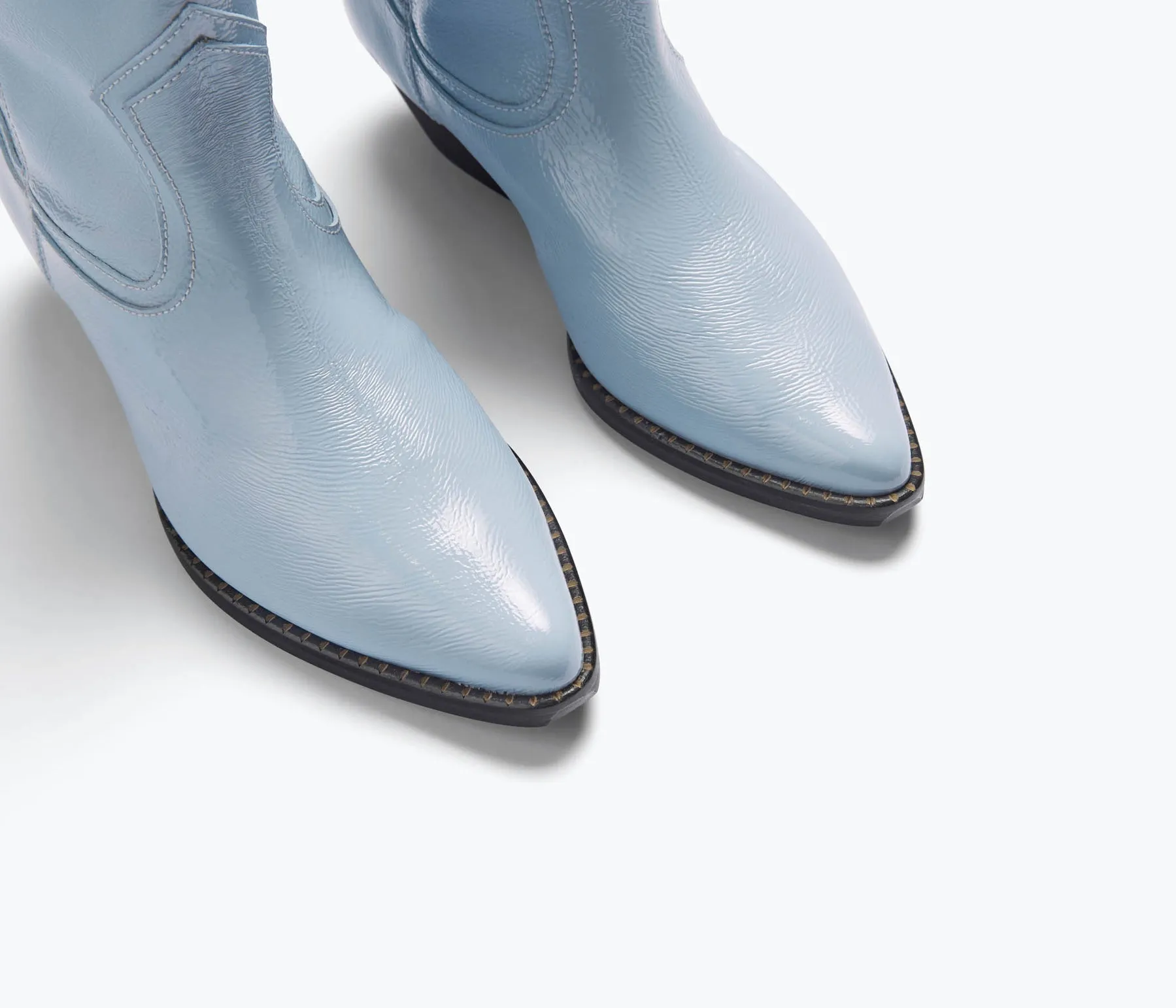 Freda Salvador Mazzy Western Ankle Boots in Sky Blue