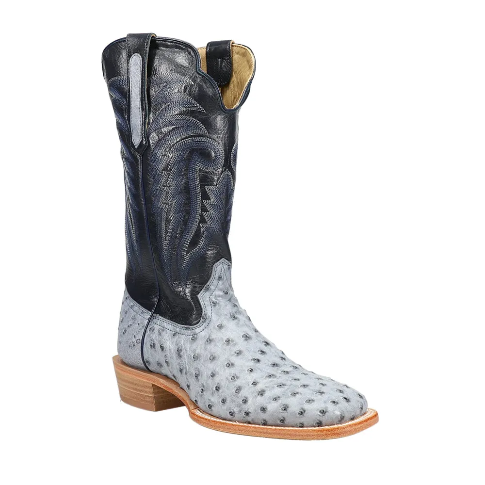 Full Quill Ostrich Embroidered Wide Square Toe Cowboy Boots