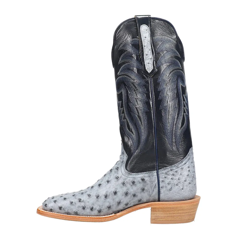 Full Quill Ostrich Embroidered Wide Square Toe Cowboy Boots