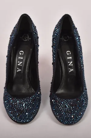 GINA SHOES BLUE CRISTAL HEEL