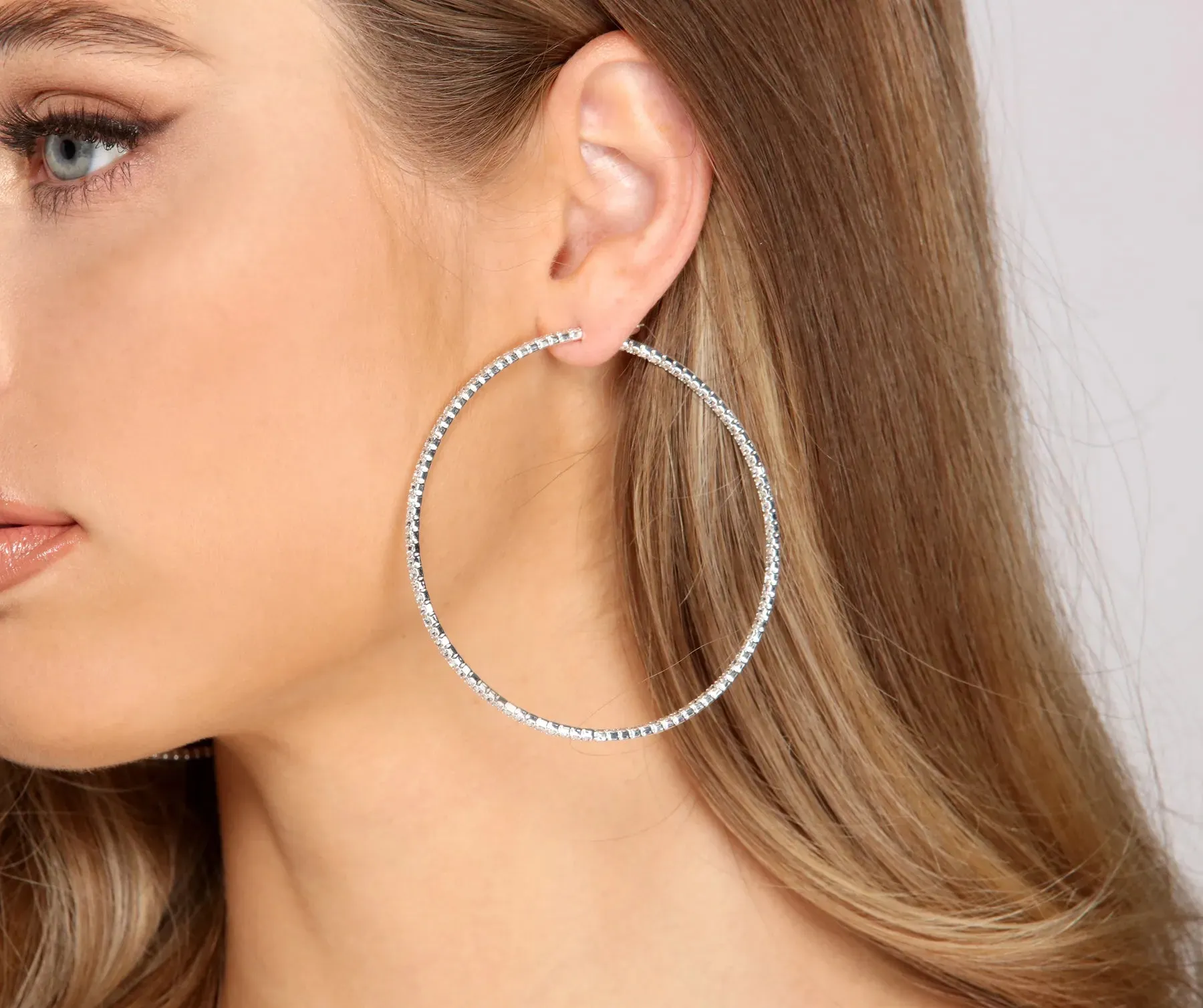 Glam It Up Rhinestone Hoop Earrings