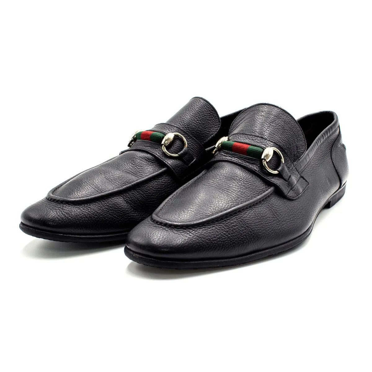 Gucci Web Horsebit Formal Slip Ons Full Grain Black Colour For Men