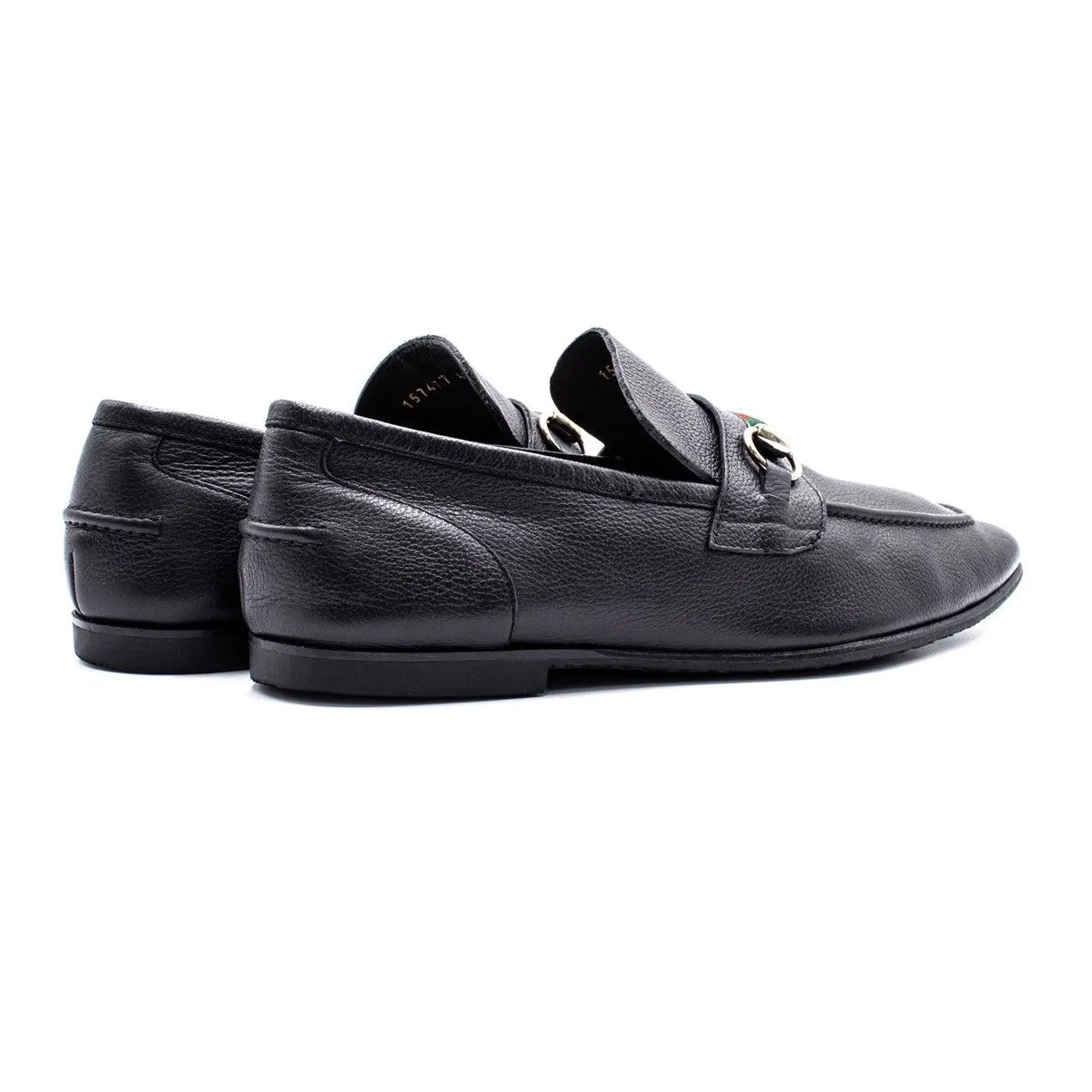 Gucci Web Horsebit Formal Slip Ons Full Grain Black Colour For Men