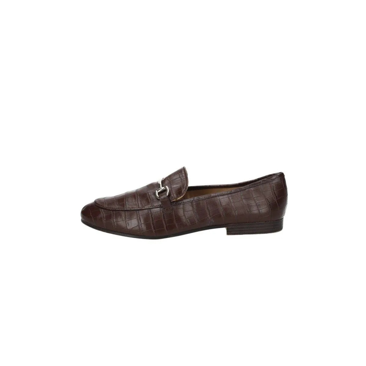 H&M Croc Embossed Loafers Leather Brown Colour For Women