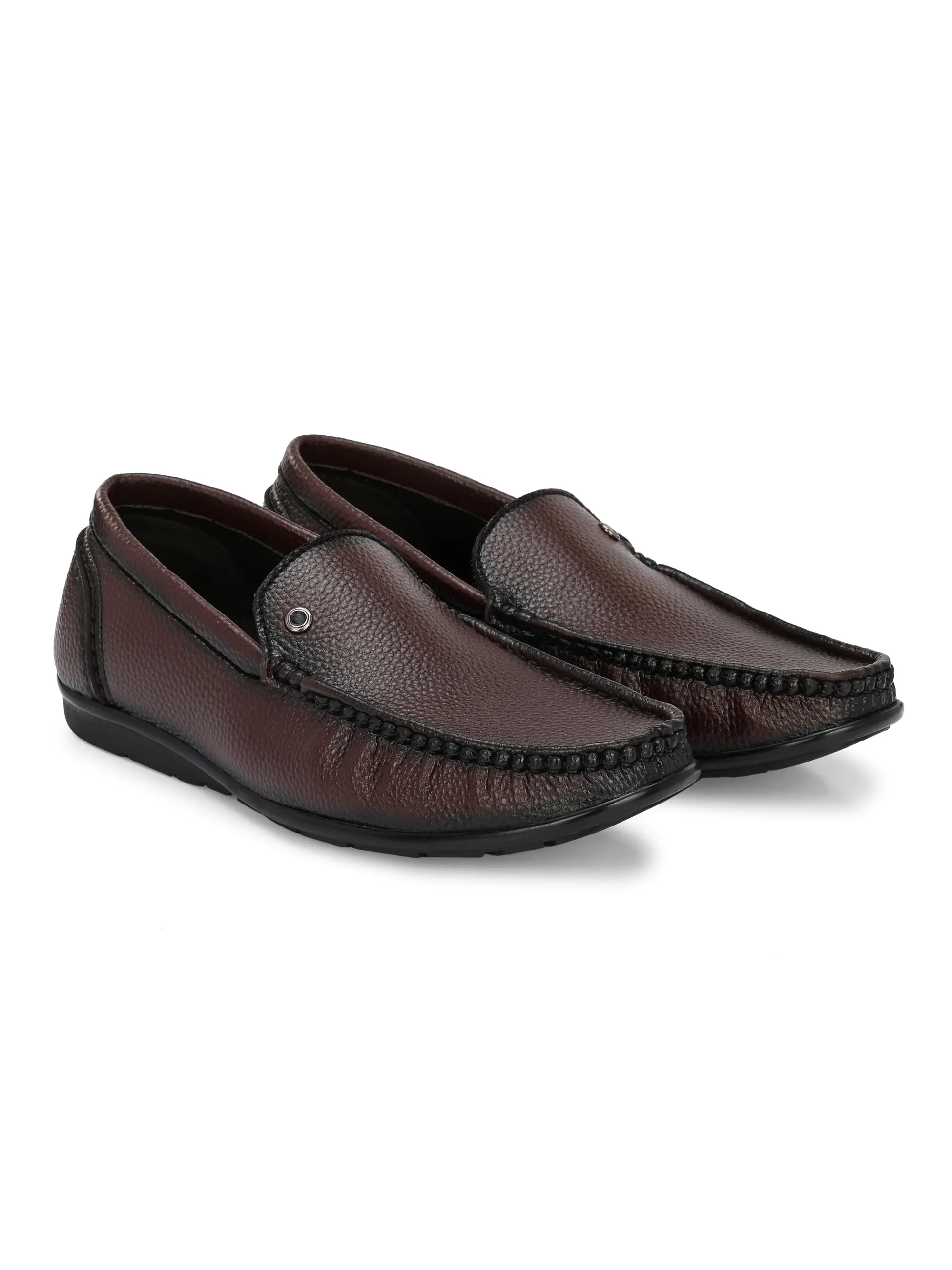 Hitz Men's Brown Synthetic Slip-On Comfort Loafer Shoes