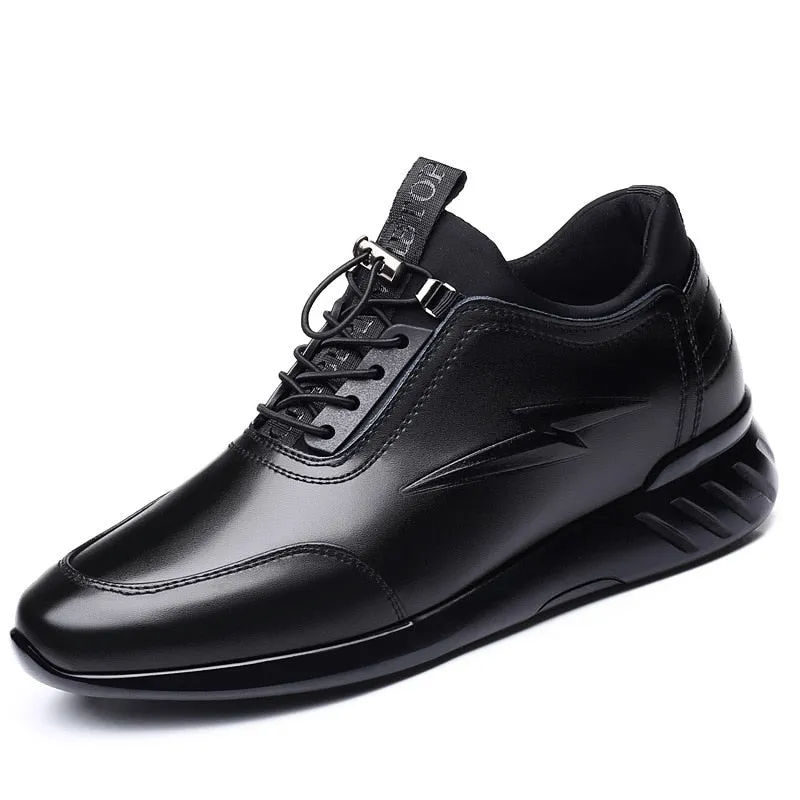 Hnzxzm 2023 New Men's Vulcanize Shoes Men Casual Shoes PU Leather Design Shoes Height Increase 6-8CM Gym Business Fashion Male Sneakers