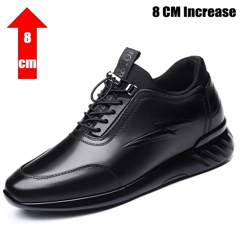 Hnzxzm 2023 New Men's Vulcanize Shoes Men Casual Shoes PU Leather Design Shoes Height Increase 6-8CM Gym Business Fashion Male Sneakers