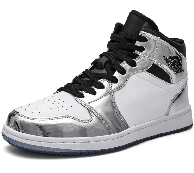 JJ tiger Men's fall liquid electric silver Air Force One sport shoes Fashion high top casual sneakers(39-45 Optional)