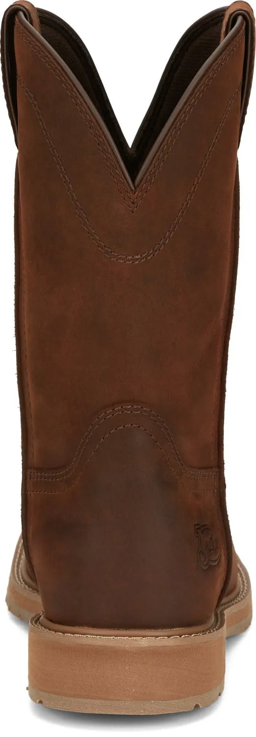 Justin 11in Western Mens Pecan Brown Buster Leather Work Boots