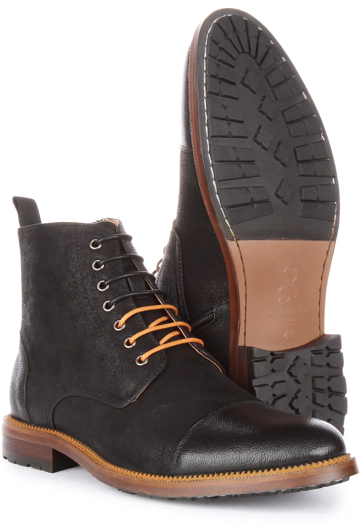 Justinreess England Gael Lace up Ankle Boots In Black