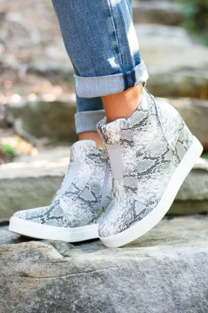 Known By All Gray Snake Wedge Sneakers