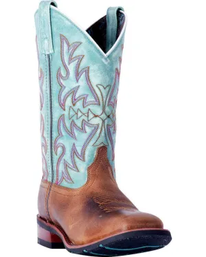 Laredo Womens Anita Brown/Blue Cowgirl Square Toe Boots 5607