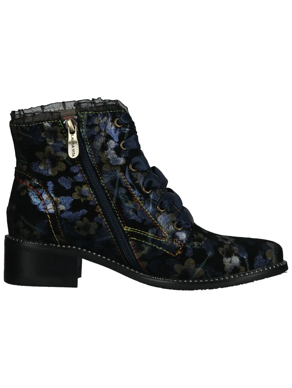 Laura Vita Lace-Up Ankle Boots, Navy/Cobalt Blue