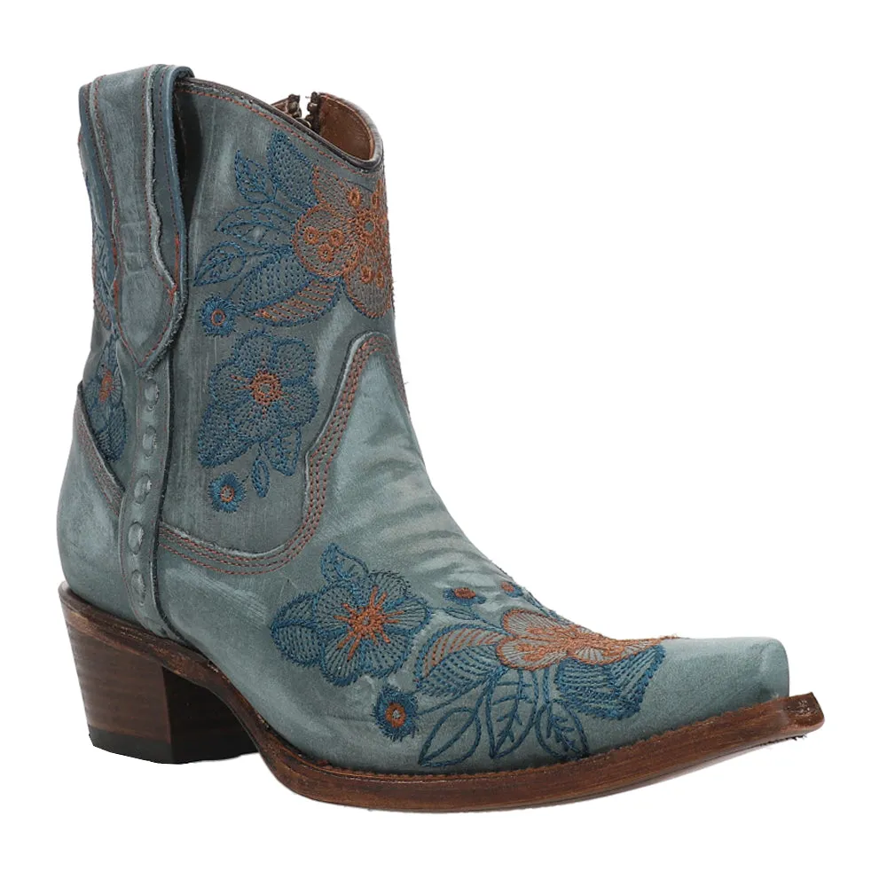 Ld Flowered Embroidery Ankle Snip Toe Cowboy Booties