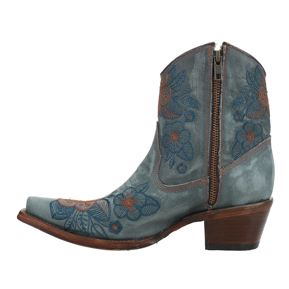 Ld Flowered Embroidery Ankle Snip Toe Cowboy Booties