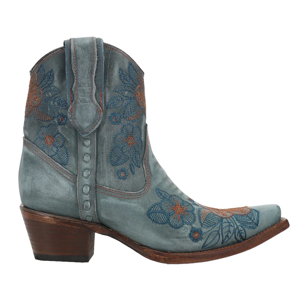 Ld Flowered Embroidery Ankle Snip Toe Cowboy Booties