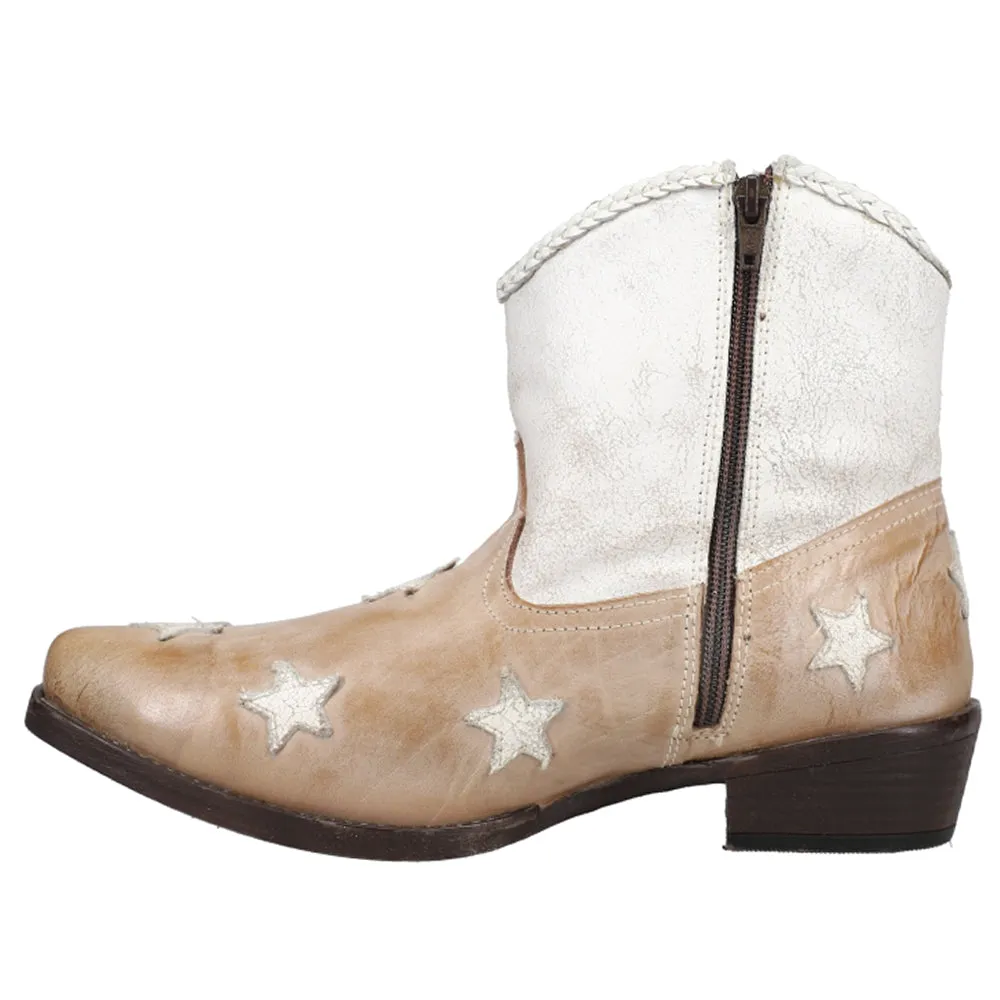 Liberty White Star Patriotic Snip Toe Cowboy Booties