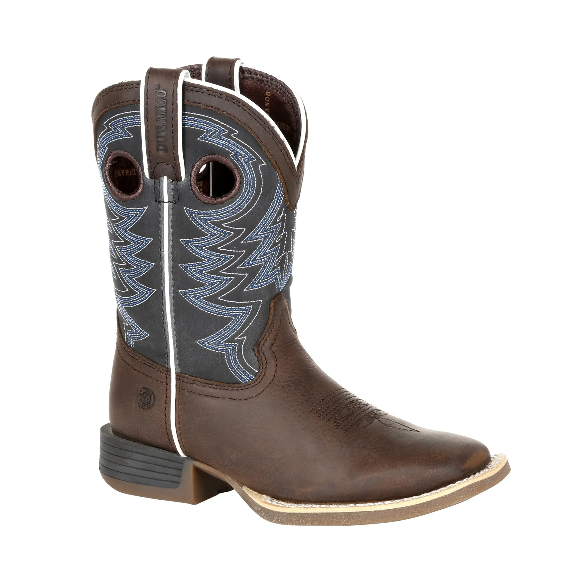 Lil Durango Big Kids Brown/Blue Leather Rebel Pro Cowboy Boots