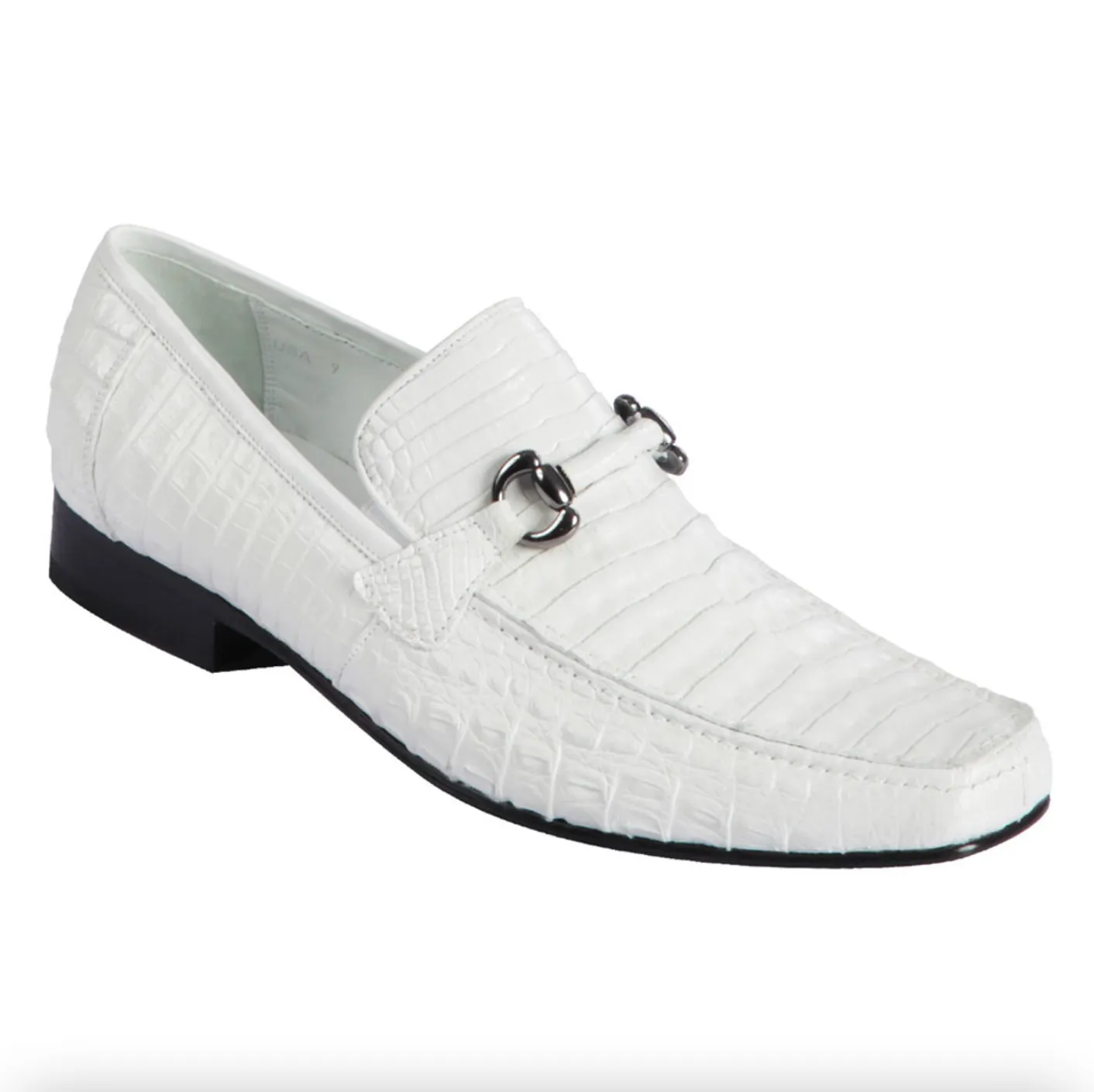 Los Altos All-Over White Crocodile Belly Loafers