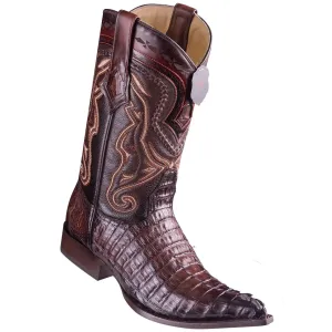 Los Altos Boots Caiman Tail Faded Brown Pointed Toe Cowboy Boots