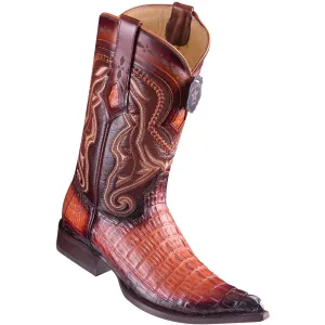 Los Altos Boots Caiman Tail Faded Cognac Pointed Toe Cowboy Boots