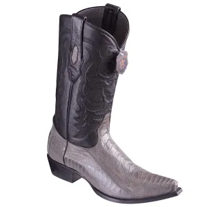 Los Altos Men's Grey Ostrich Leg Snip Toe Cowboy Boots