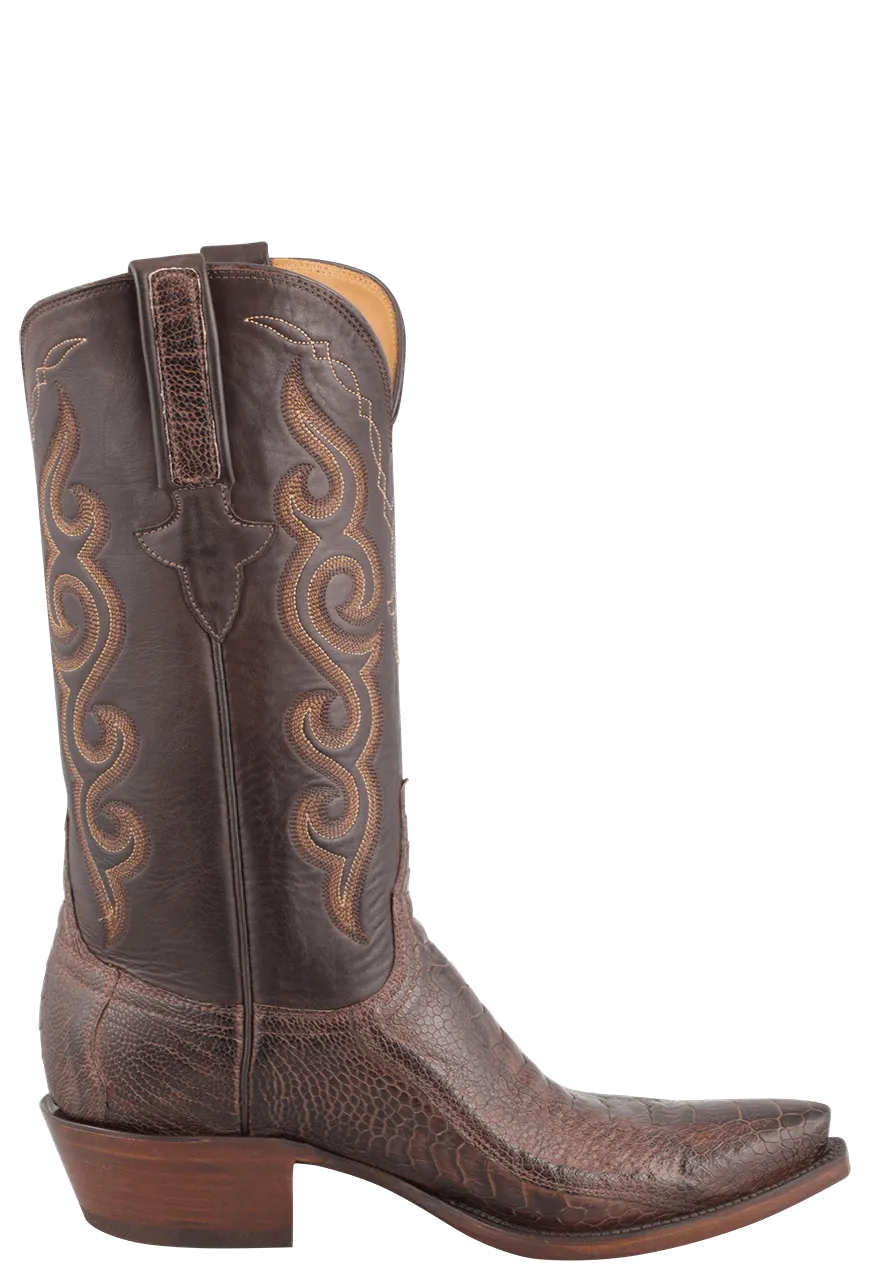 Lucchese Men's Ostrich Leg Cowboy Boots - Matte Chocolate