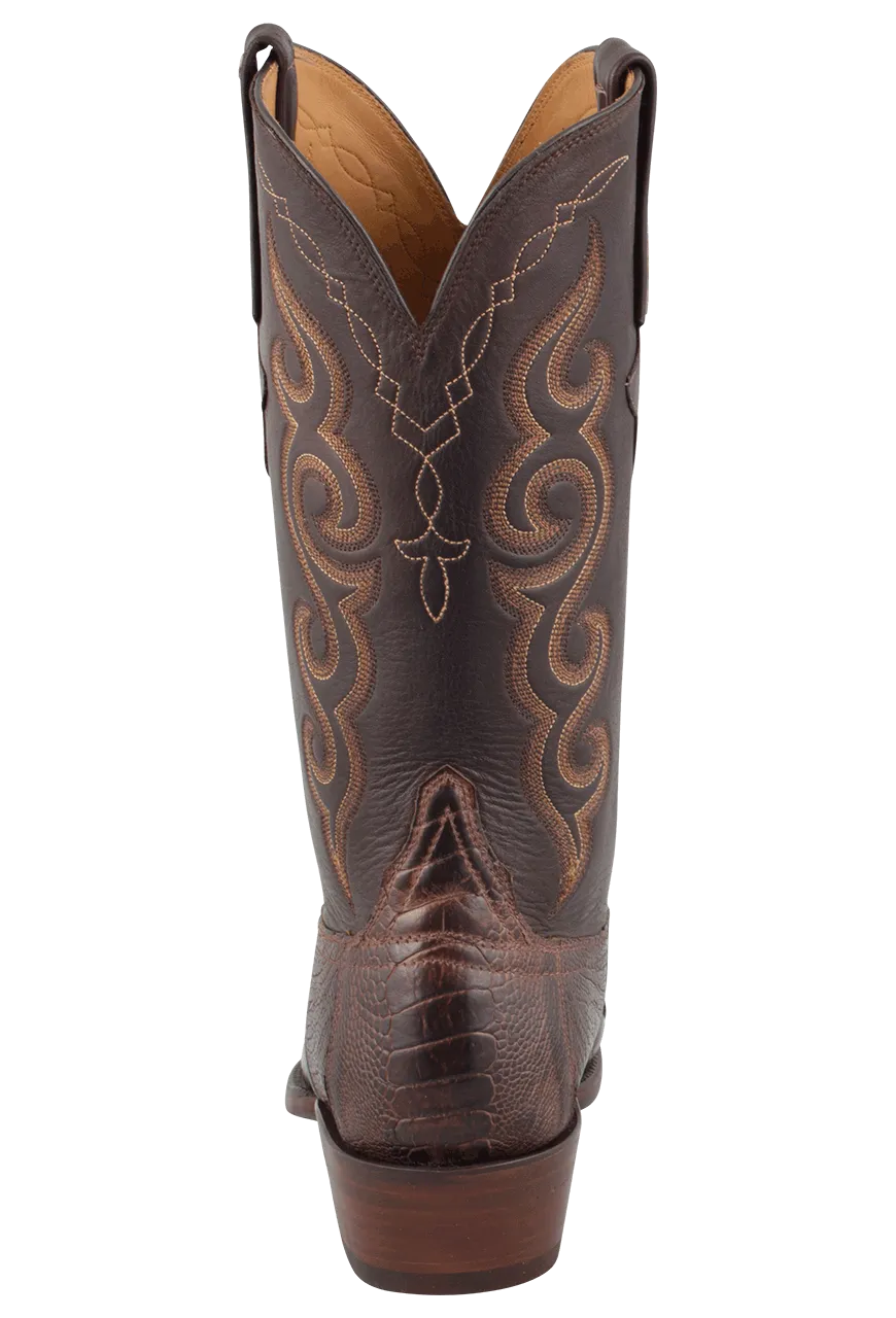 Lucchese Men's Ostrich Leg Cowboy Boots - Matte Chocolate