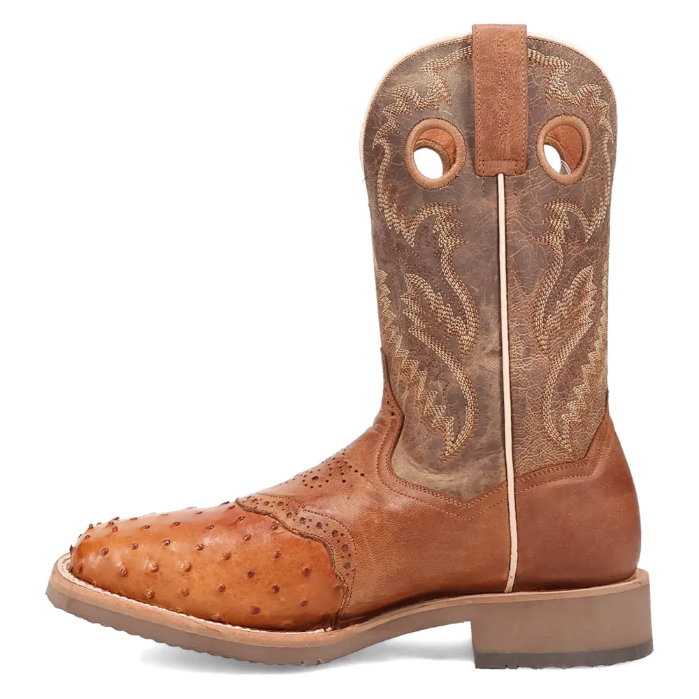 Martel Ostrich Embroidered Square Toe Cowboy Boots