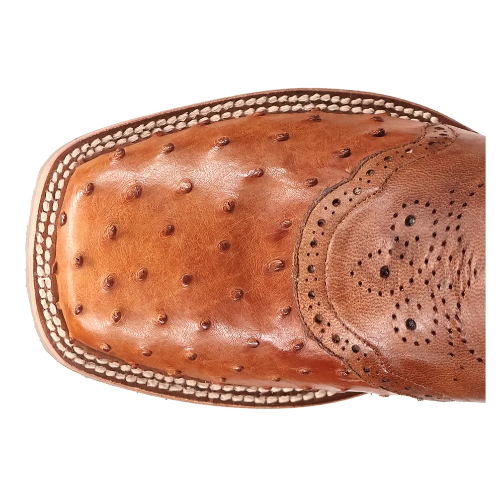 Martel Ostrich Embroidered Square Toe Cowboy Boots