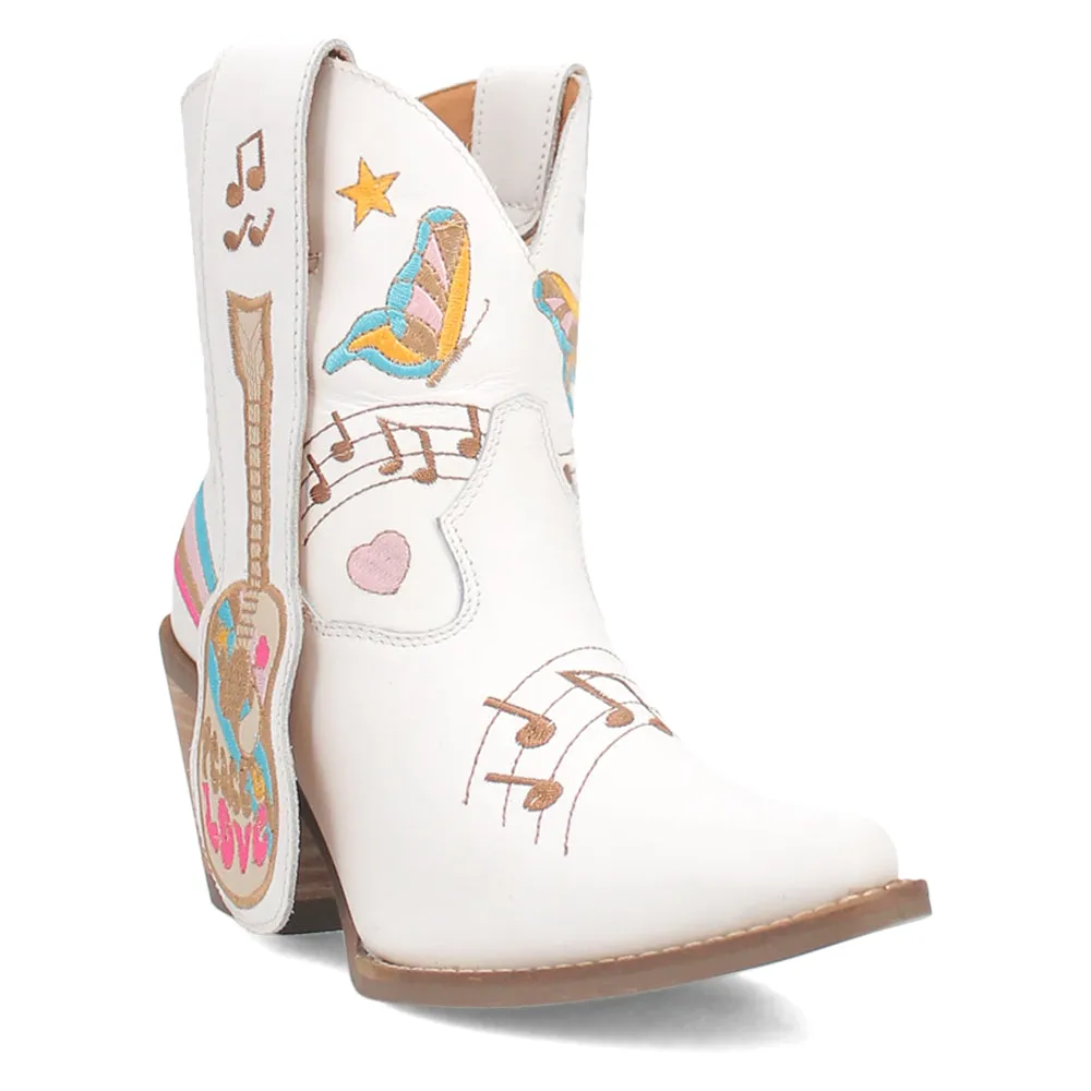 Melody Leather Graphic Embroidery Snip Toe Cowboy Booties