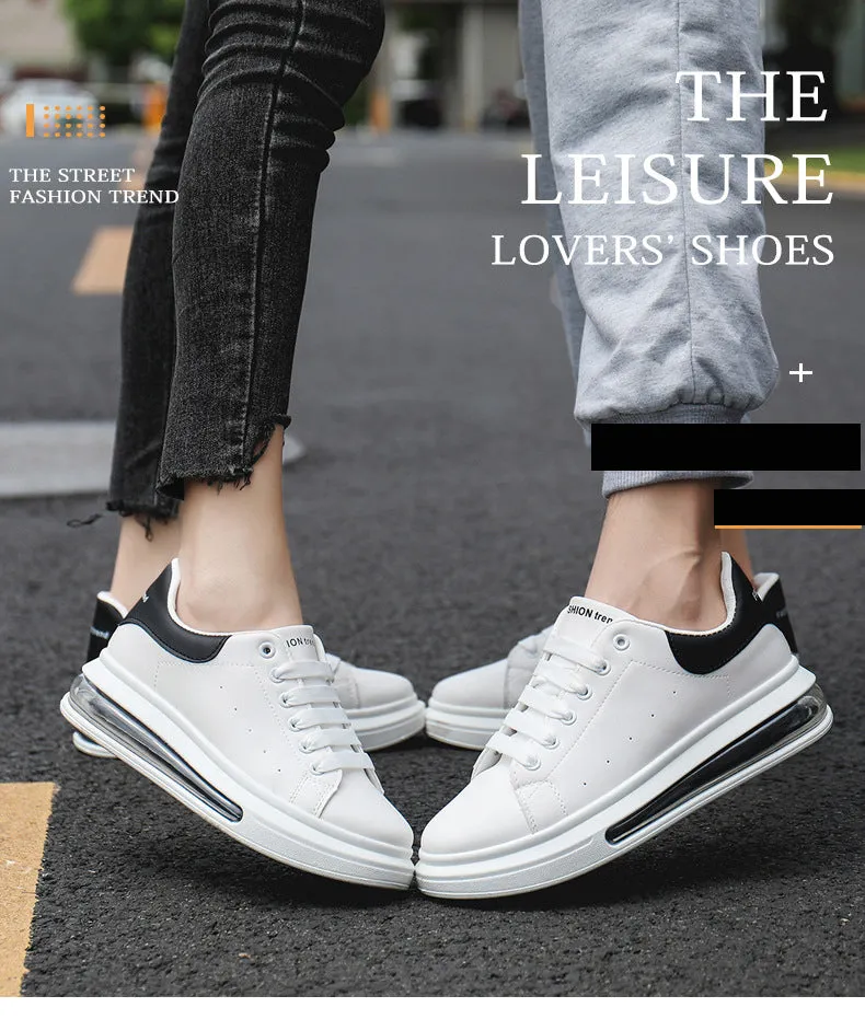 Men's and Women's PU LEATHER  Fashion Heightening Air Cushion Shoes