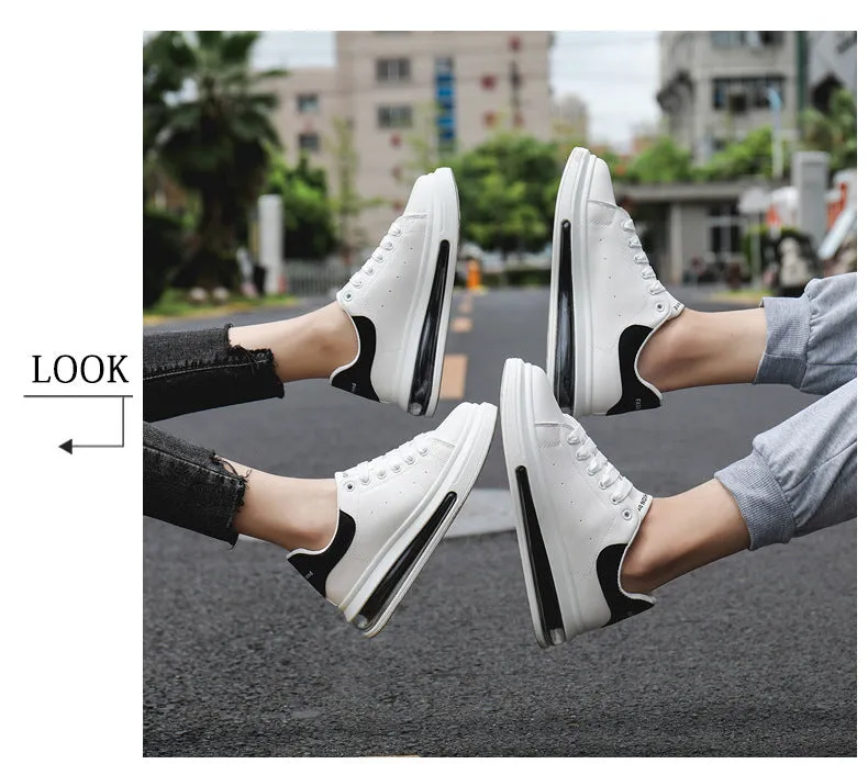 Men's and Women's PU LEATHER  Fashion Heightening Air Cushion Shoes