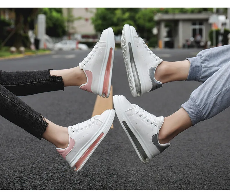 Men's and Women's PU LEATHER  Fashion Heightening Air Cushion Shoes