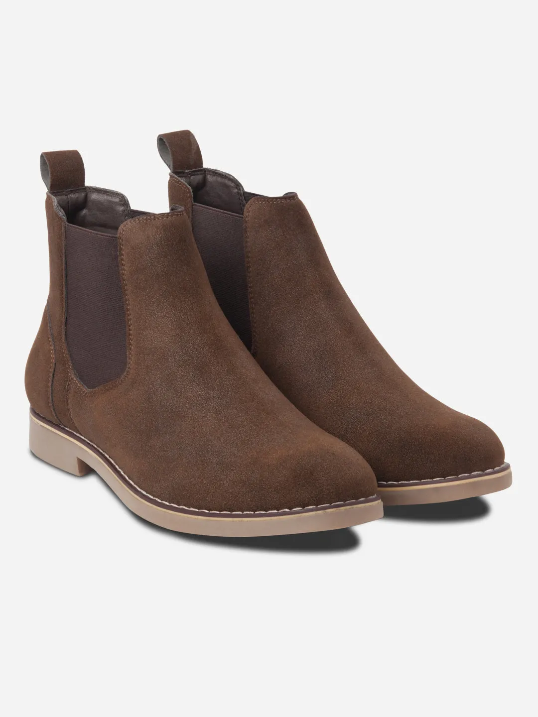 Men's Brown Suede Smart Casual Chelsea Boots (IX3037)