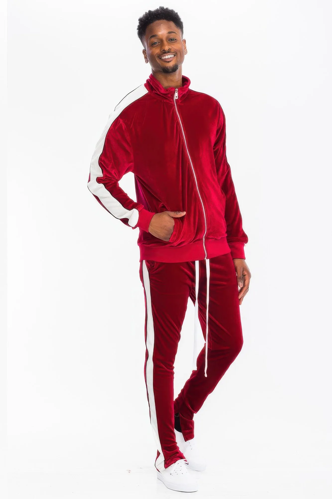 Mens Velour Track Jacket And Track Pant Set