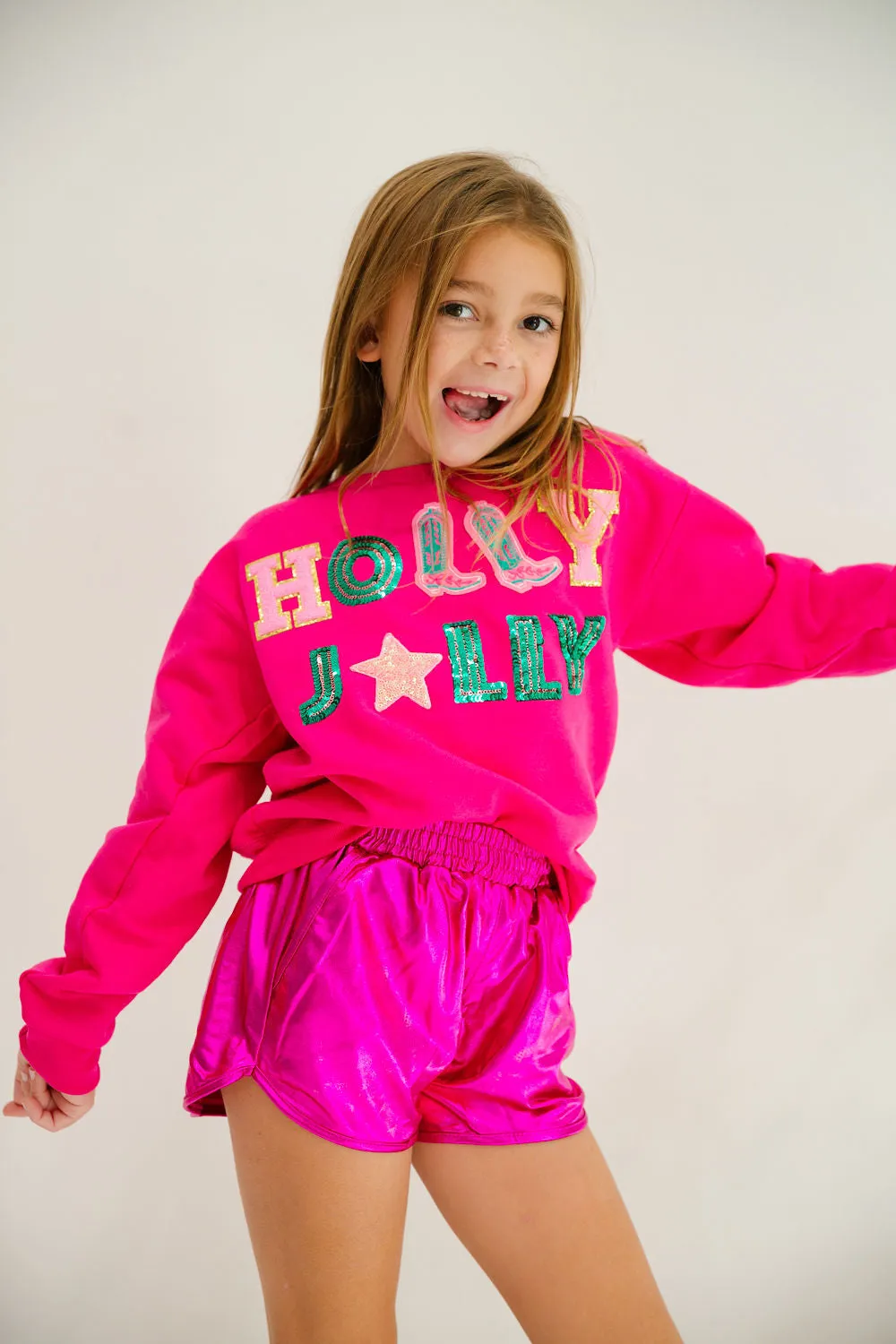 MINI KIDS HOLLY JOLLY PINK PULLOVER