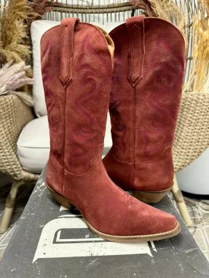 Model Boots Size 9 | Dingo | Out West Suede Cowboy Boots in Cranberry Red FINAL SALE