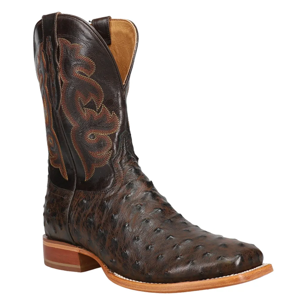 Moore Ostrich Embroidered Square Toe Cowboy Boots