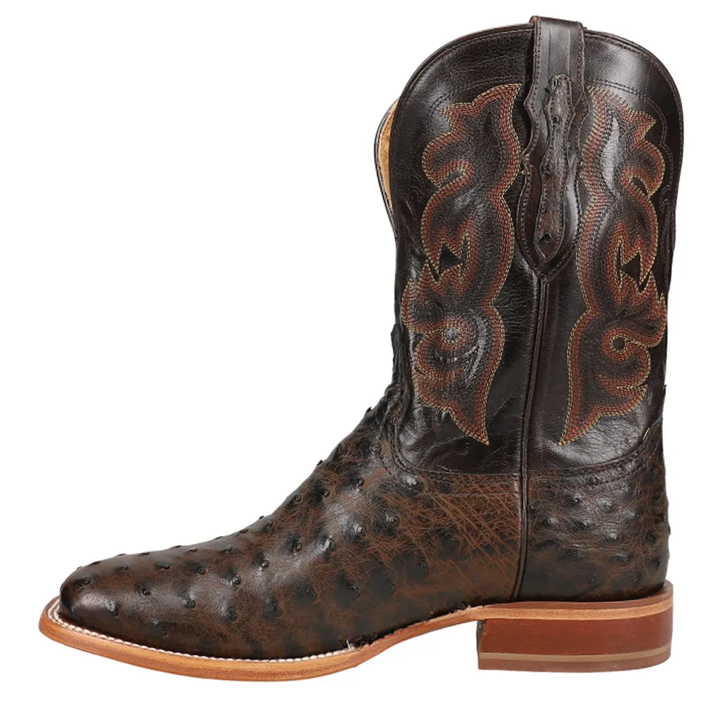 Moore Ostrich Embroidered Square Toe Cowboy Boots