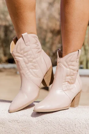 Morgan Nude Ankle Cowboy Booties FINAL SALE