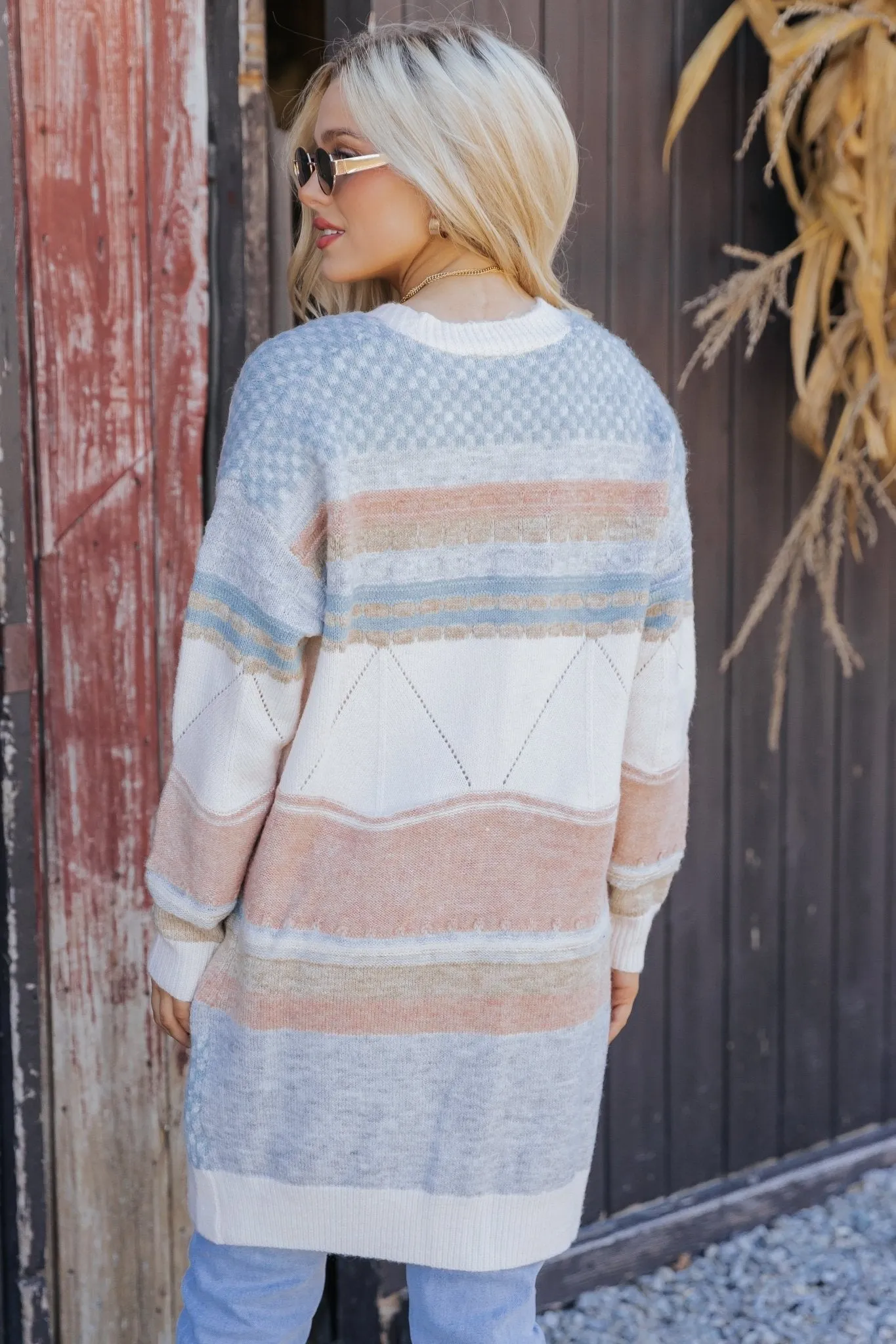 Multi Stripe Color Block Ribbed Cardigan - FINAL SALE