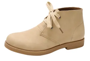 Nature Breeze Women's Lace-Up Round Closed Toe Chukka Low Flat Heel Ankle Bootie