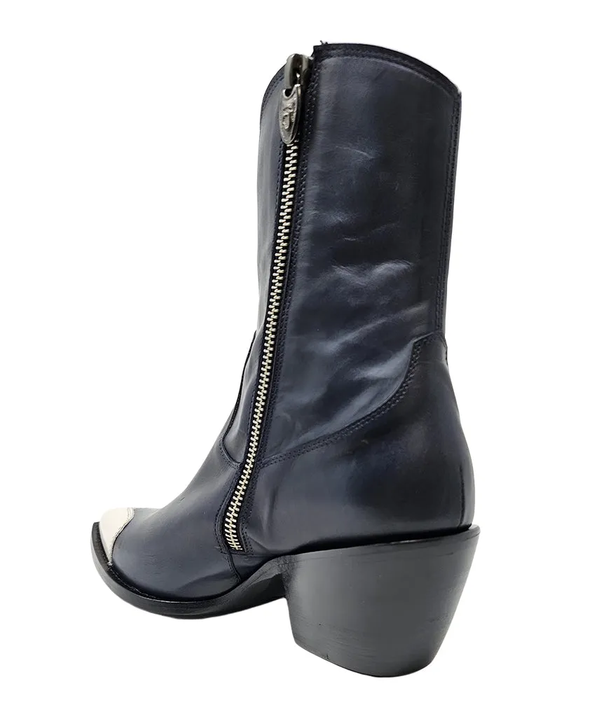 Navy/White Heart Toe Ankle Boot