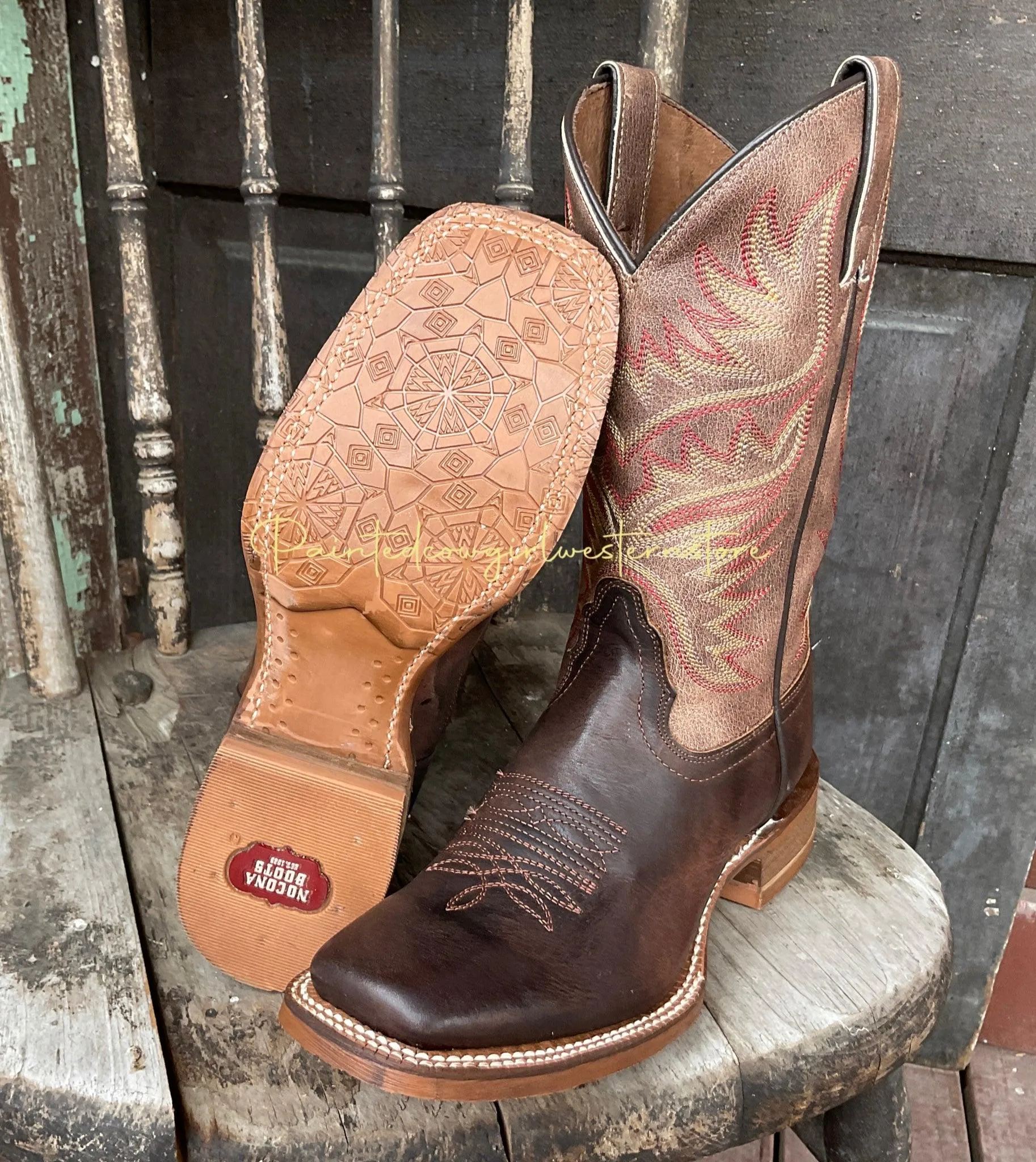 Nocona Women's Sierra Brown on Brown Square Toe Cowgirl Boots HR4501