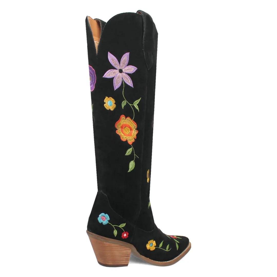 Online Exclusive | Dingo | Flower Power Suede Boot in Black **PREORDER