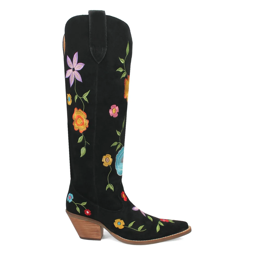 Online Exclusive | Dingo | Flower Power Suede Boot in Black **PREORDER