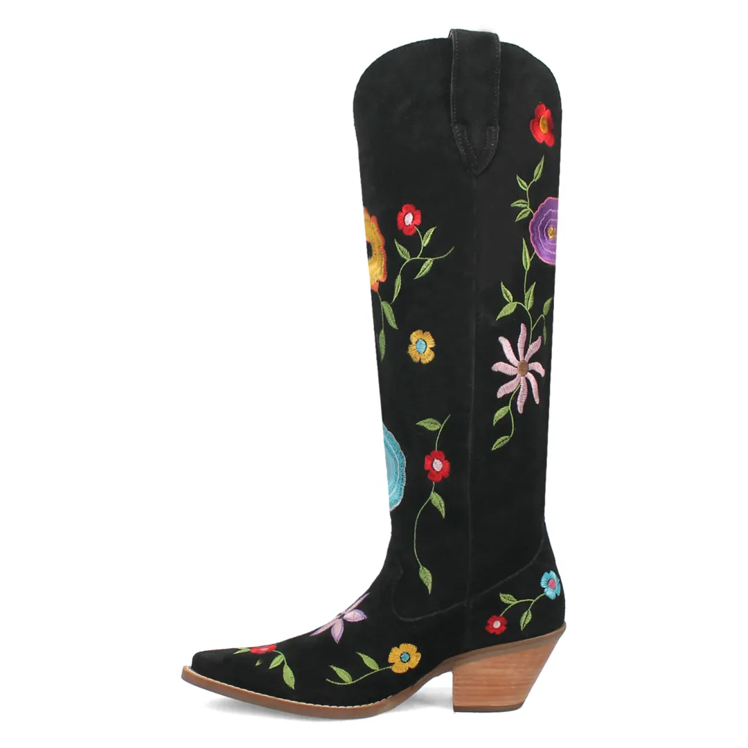 Online Exclusive | Dingo | Flower Power Suede Boot in Black **PREORDER