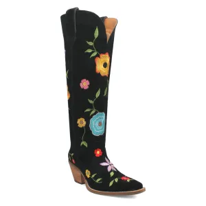 Online Exclusive | Dingo | Flower Power Suede Boot in Black **PREORDER