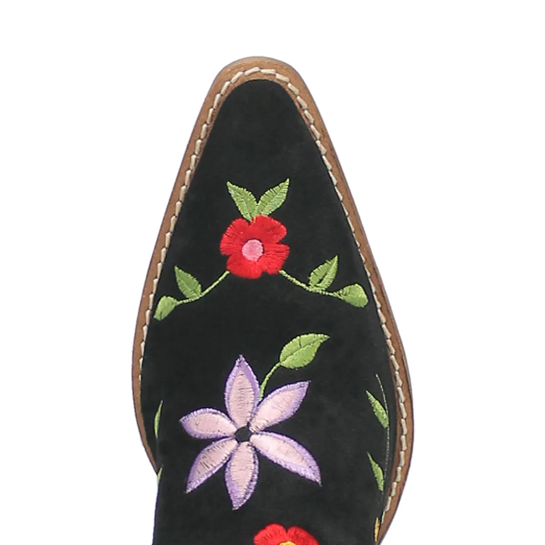 Online Exclusive | Dingo | Flower Power Suede Boot in Black **PREORDER